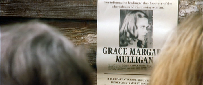 Policemen from outside Dogville arrive on the scene twice, both times carrying a poster about Grace. The large type on the poster is set in Plantin (Headline Condensed?).