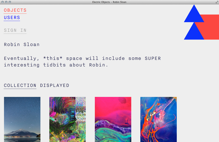 Electric Objects website 2