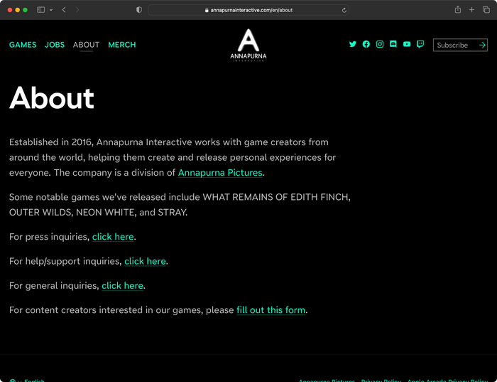 Annapurna Interactive website 6
