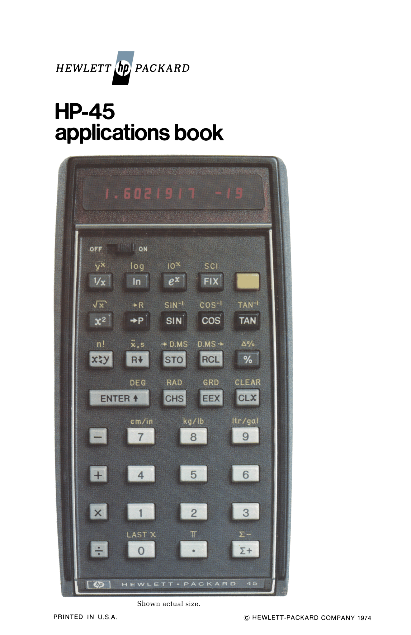 HP45 calculator documentation Fonts In Use