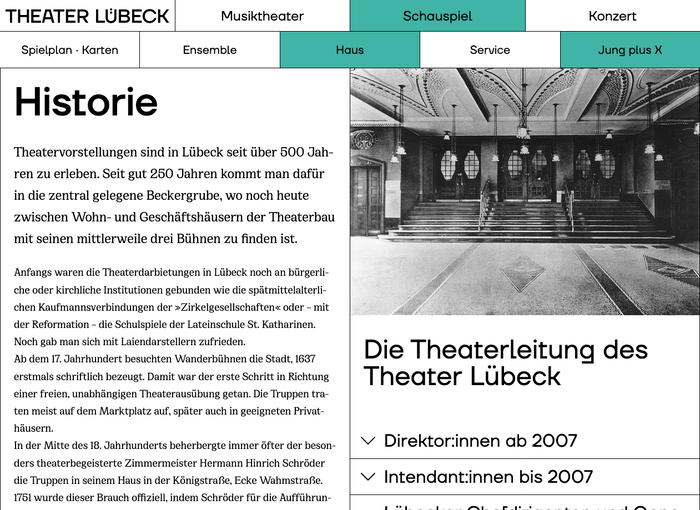 Page with the theater’s history