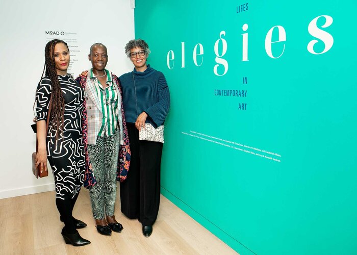 Elizabeth Colomba, Monique Long, Natasha Becker at the opening of Elegies