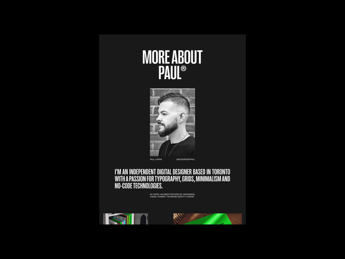 Paul Lapkin’s portfolio website 5
