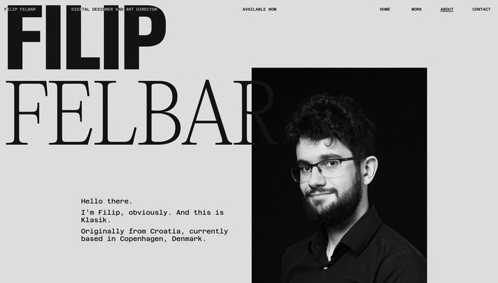 Filip Felbar portfolio website 2