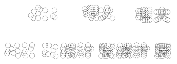 Outlined view of the progression to form the Chinese title “理大設計展” (PolyU Design Show)