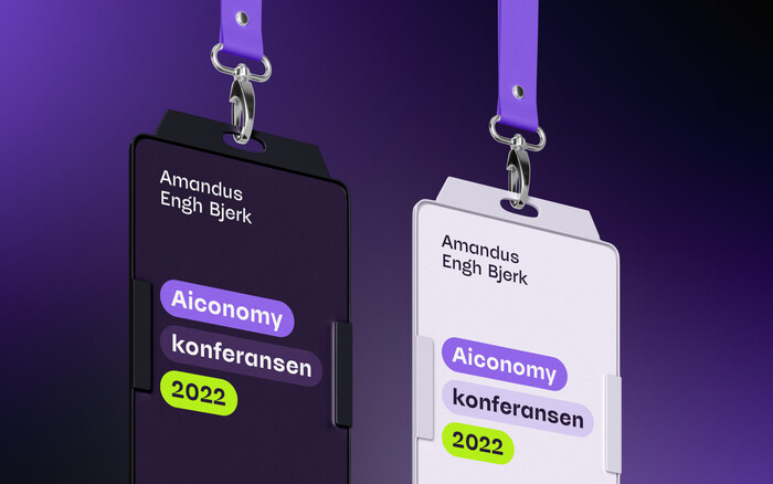 In the brand manual are posters and nameplates for a fictitious financial conference called “Aiconomy Conference,” which has yet to take place.