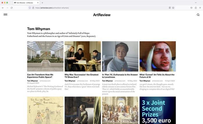 Filtered article collections (author filter shown)