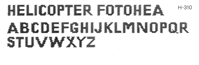 Glyph set (A–Z, no numerals) of Helicopter as included in a Typeshop catalog