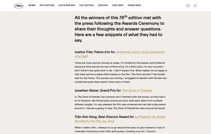 Festival de Cannes 2023 website 8