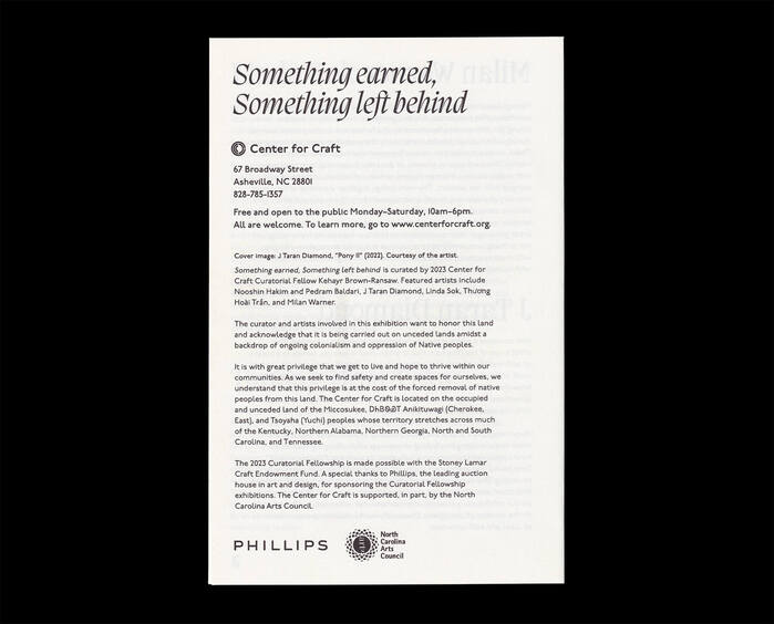 Something earned, Something left behind exhibition at Center for Craft 5