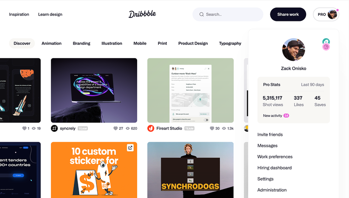 Dribbble logo and website (2023) 2