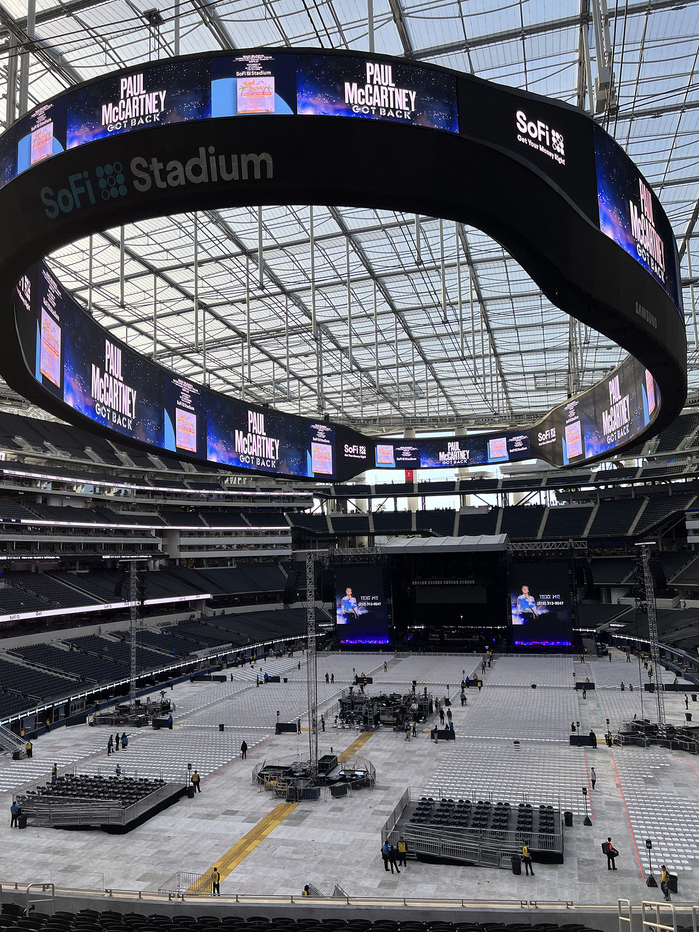 Stadium graphic at the SoFi Stadium in Los Angeles