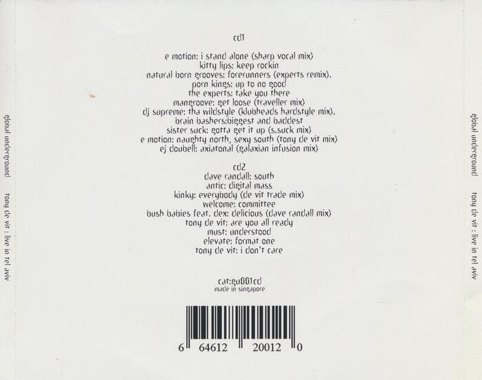 Tony De Vit – Live in Tel Aviv album art 2