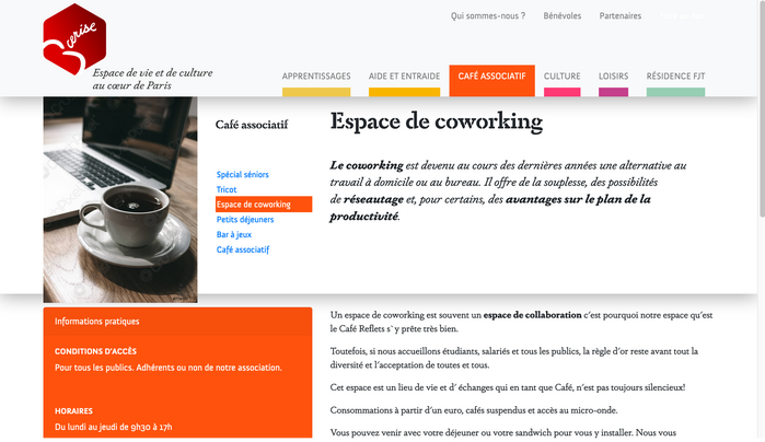 Anivers is used for the main and subordinate menus as well as for the practical info.