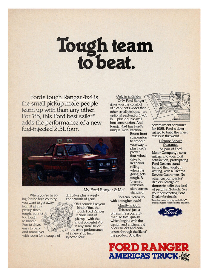 “Tough team to beat.” Ford Ranger ad 2