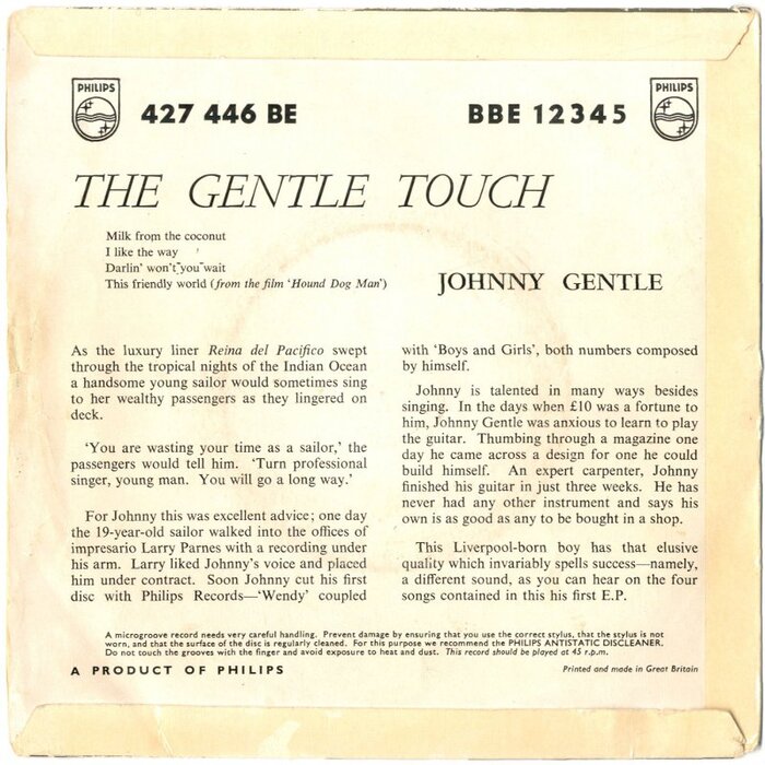 Johnny Gentle – The Gentle Touch EP 2