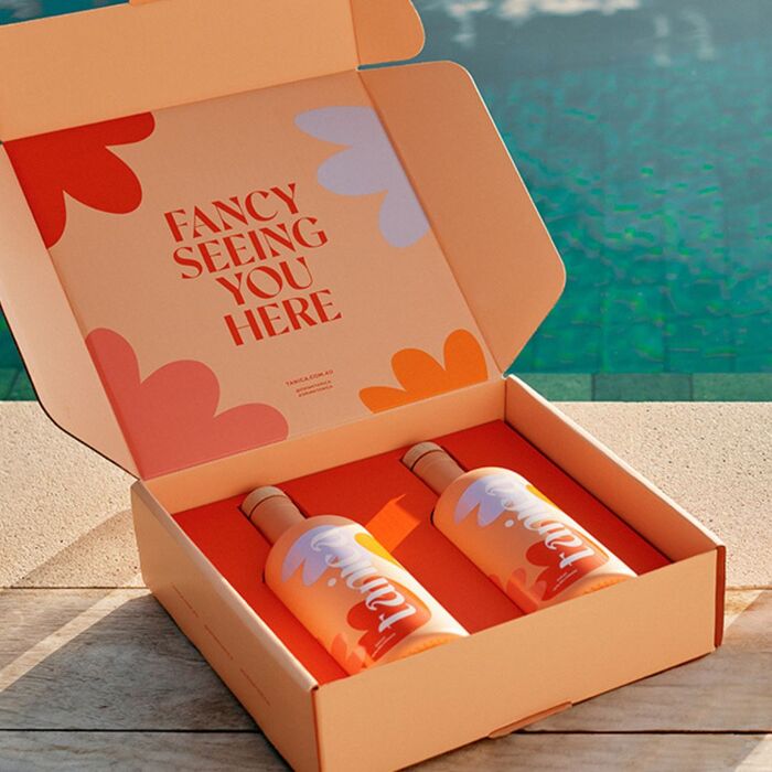All-caps Tangerine for a gift box