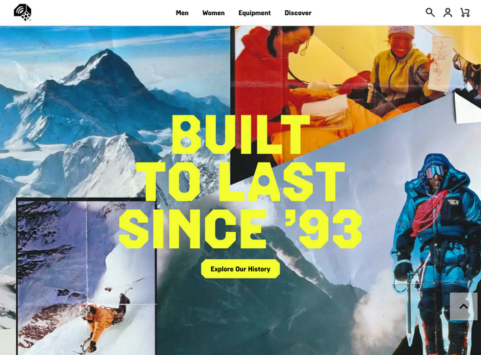 Homepage detail with  Display Extra Bold for the headline and Hardwear Round+Sharp Bold for the menu