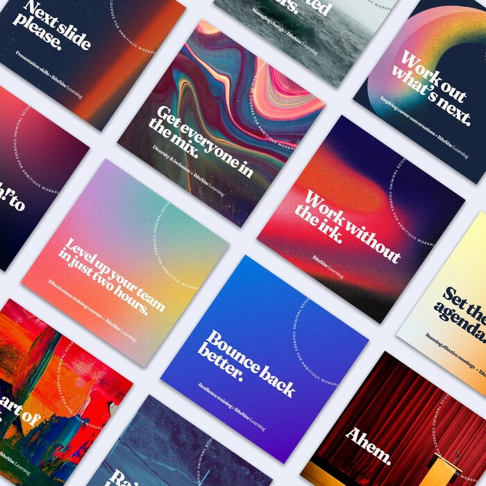 These 'record covers' for each training course are designed to encourage organisations to build a 'playlist' of the training courses their employees need.