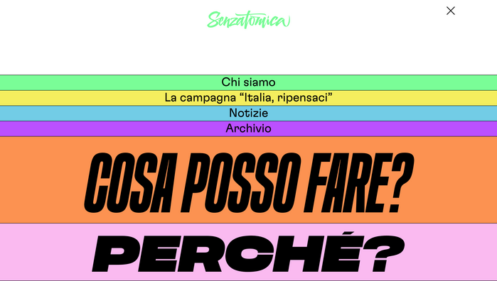 Main menu with GT Flexa (small) and Media Sans Italic (big) in multicolored stripes