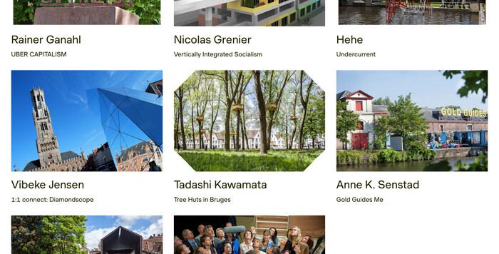 Overview of installation projects shown at the 2015 edition, with octagonal hover effect