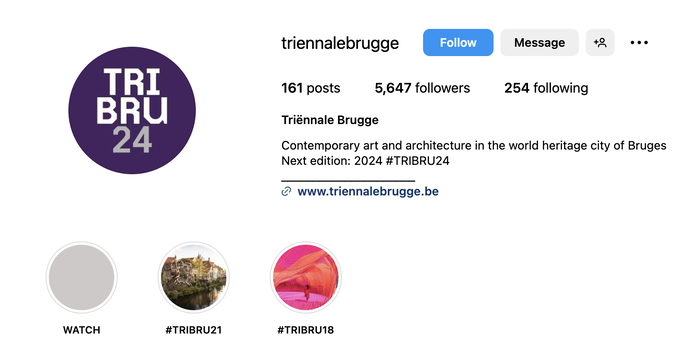 “TRI BRU 24”: an abbreviated logo variant with added numerals for the upcoming edition is used on the Triennial’s Instagram account.