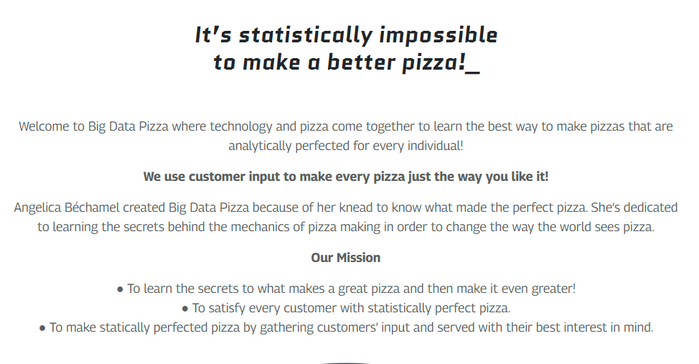 Big Data Pizza logo and website 4