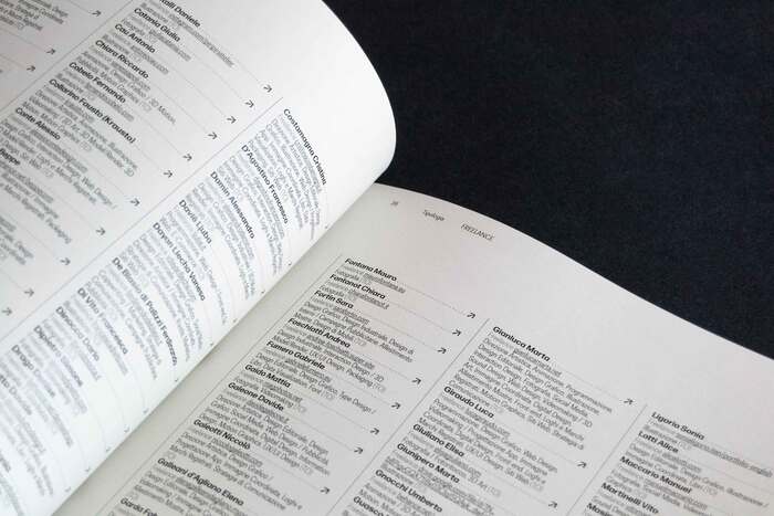 Close-up of a page showing all the freelances