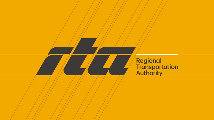 Redrawn logotype for the RTA, lines referencing the spatial logic of the letterforms