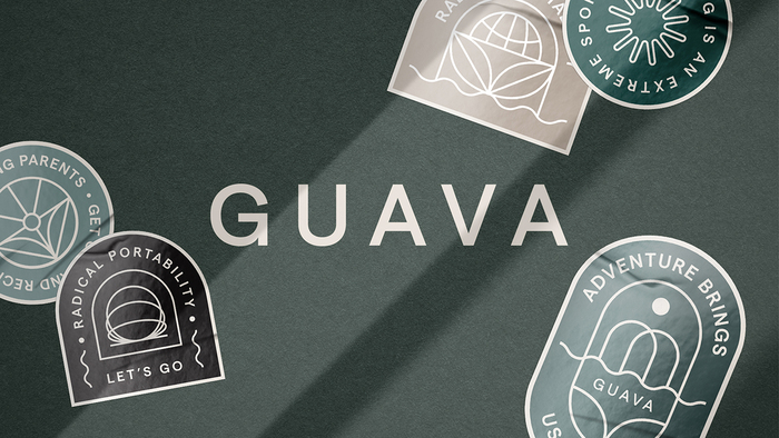 Logo &amp; sticker set for the Guava brand.