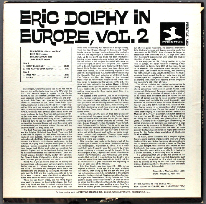Back cover with liner notes by Chris Albertson, set in .