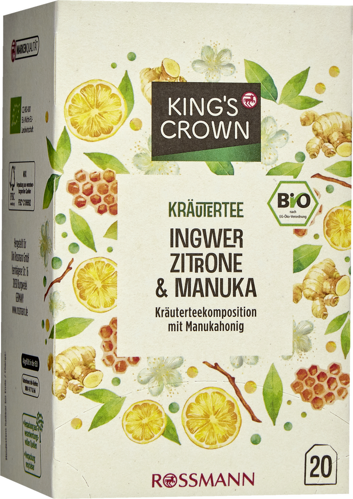King&rsquo;s Crown organic tea packaging 1