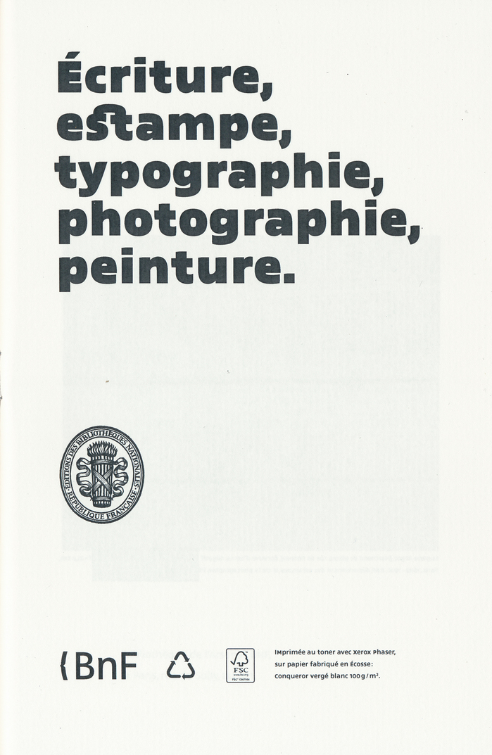 Écriture, estampe, typographie, photographie, peinture. 1