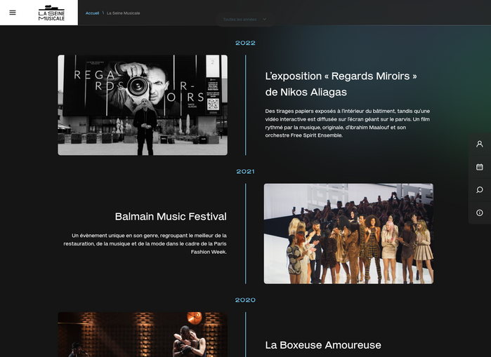 Website detail with timeline, featuring the medium width of Mars