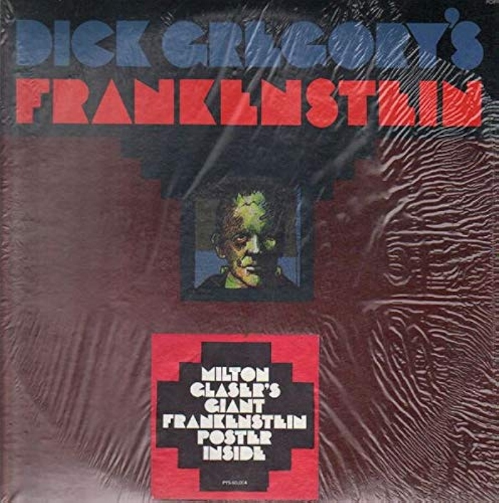Cover with a sticker advertising “Milton Glaser’s giant Frankenstein poster”