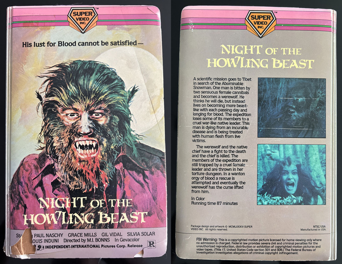 Night of the Howling Beast VHS cover 2