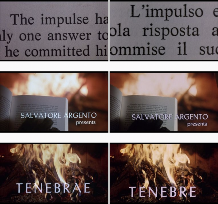 The English and Italian versions are typographically identical. Comparison made by Muck47 for Movie-Censorship.com.