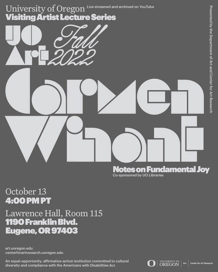 University of Oregon, Visiting Artist Lecture Series, Fall 2022 – Winter 2023 2