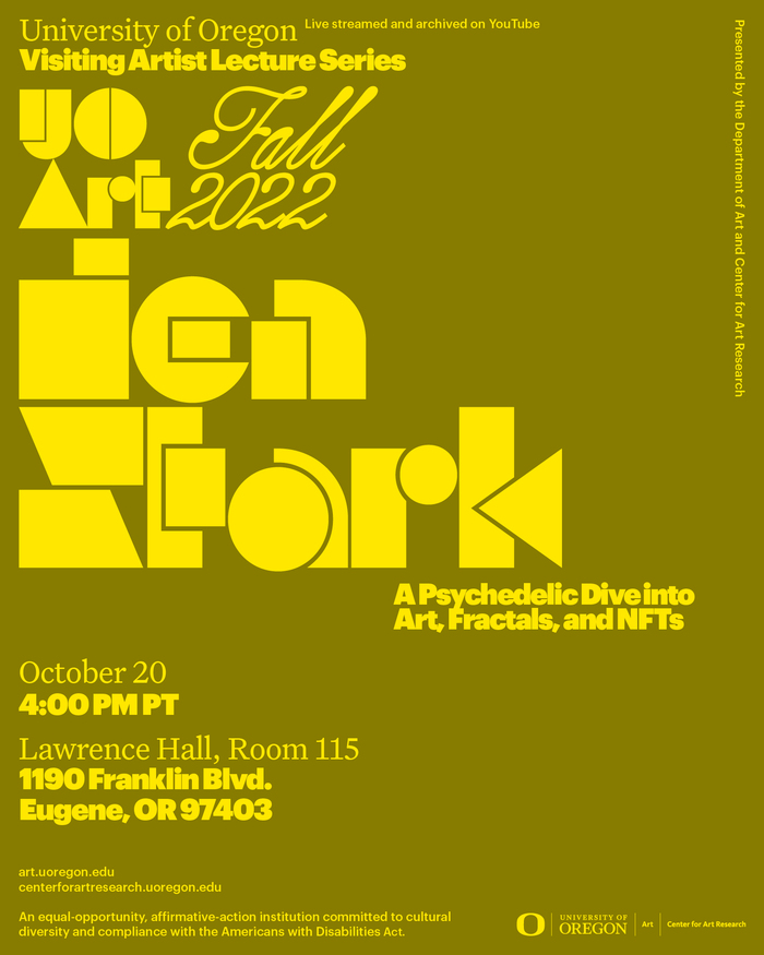 University of Oregon, Visiting Artist Lecture Series, Fall 2022 – Winter 2023 3