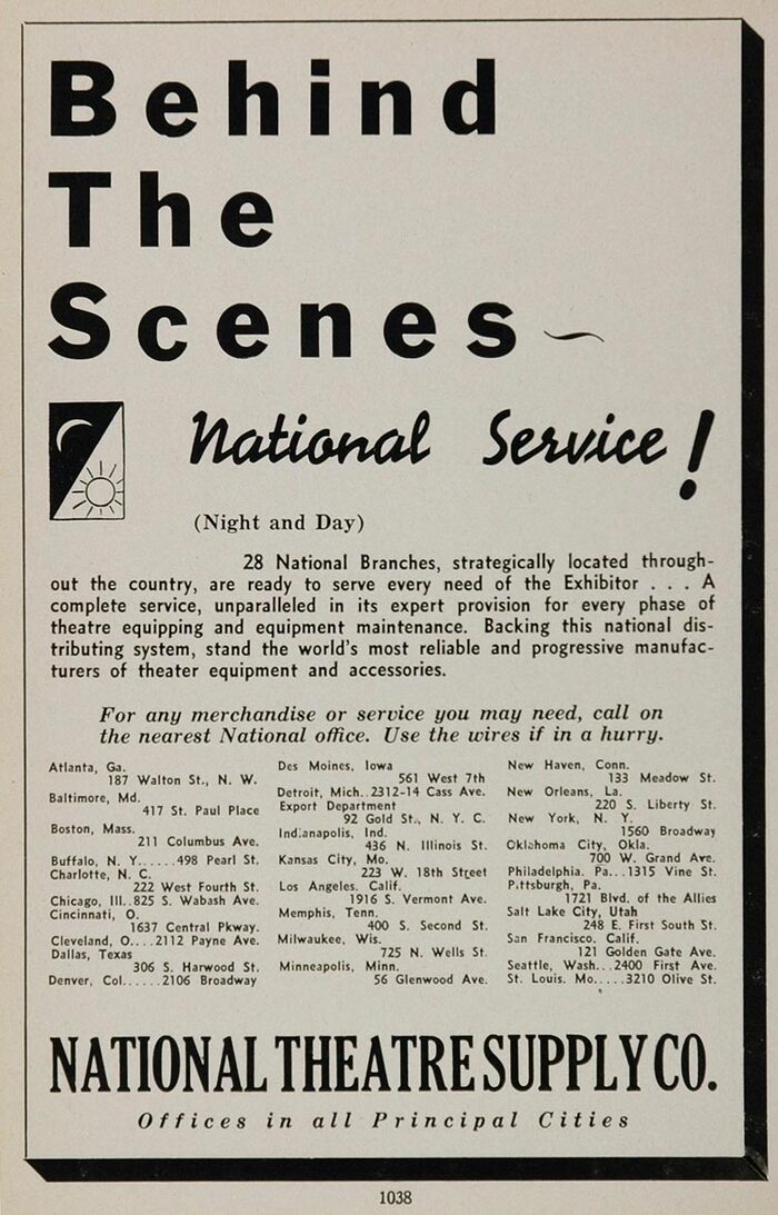 National Theatre Supply advertisement