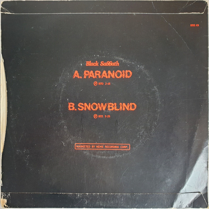Black Sabbath – “Paranoid” / “Snowblind” single cover 3
