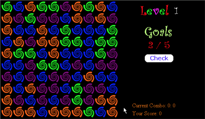 Gameplay screenshot (before i have made a move). Somewhat generic Windows 95 fonts for the button text and the running score.