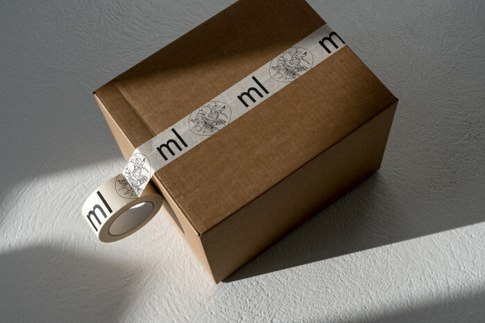 Packaging tape with “ml” initials from Stratos
