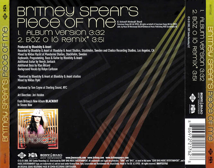 “Piece of Me” back of CD single