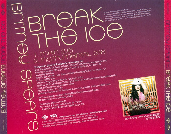 “Break the Ice” CD single back cover. Small text appears to be in .