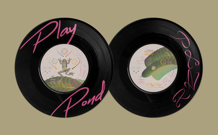 Full illustration showing both sides of the fictional vinyl record