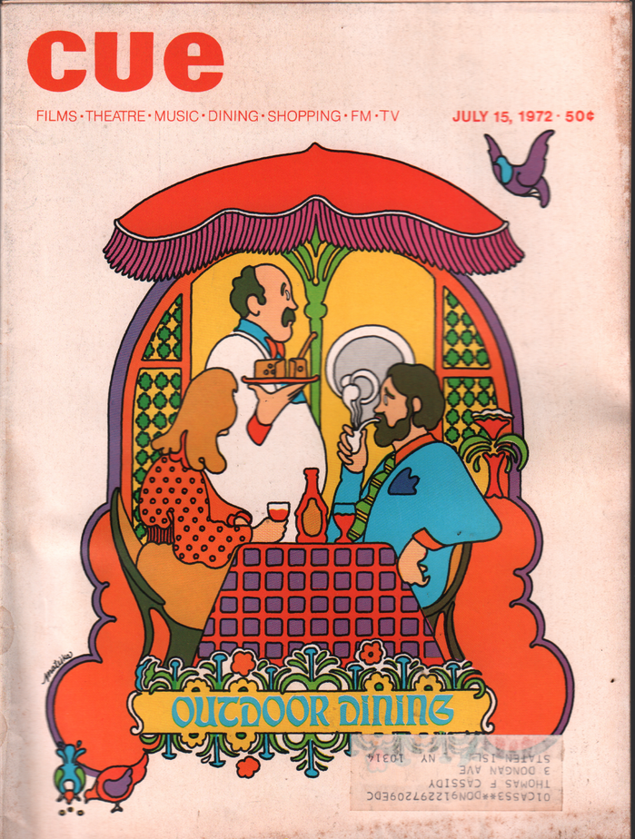 Cue magazine, July 15, 1972, “Outdoor Dining”