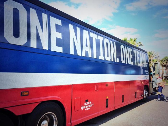 United on the team bus.