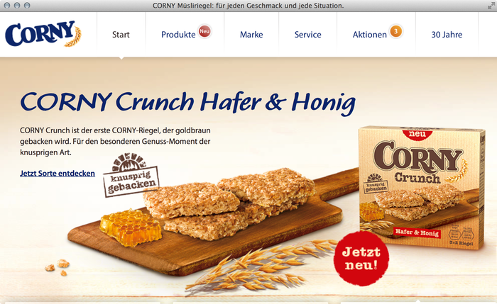 Corny granola bars website 3