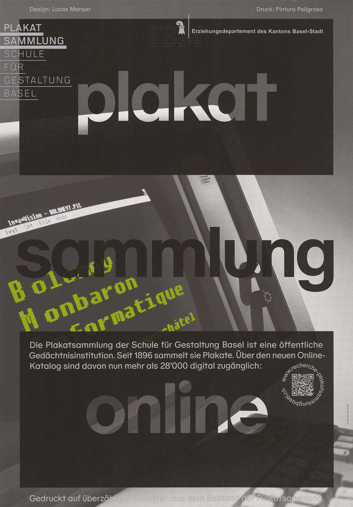 Lucas Manser, 2023, Plakatsammlung Online, silkscreen over offset, 128×89.5 cm.